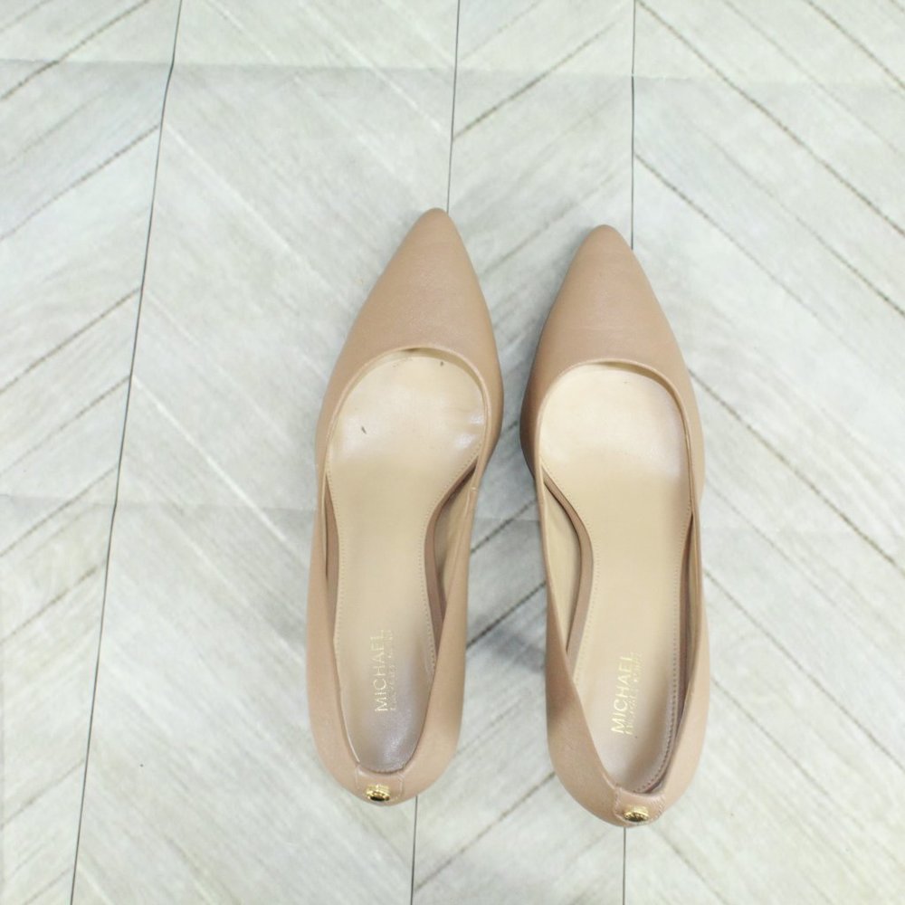 Michael Kors Tan Leather Pointed Toe Stiletto Heels Dress Pumps 8 M - Picture 6 of 9